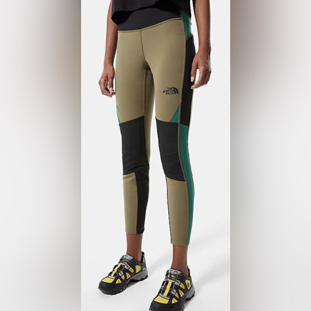The North Face Women's Steep Tech Fleece Tights Burnt Olive Black Evergreen M